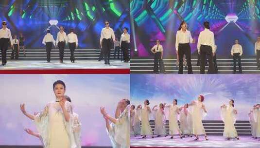 女性舞台旗袍舞蹈表演高清在线视频素材下载