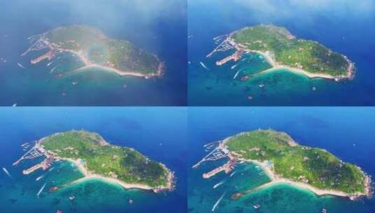 海南陵水分界洲岛高视角航拍佛光海岸线全景高清在线视频素材下载