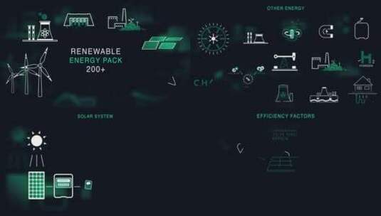 可再生能源动画元素绿色能源高清AE视频素材下载