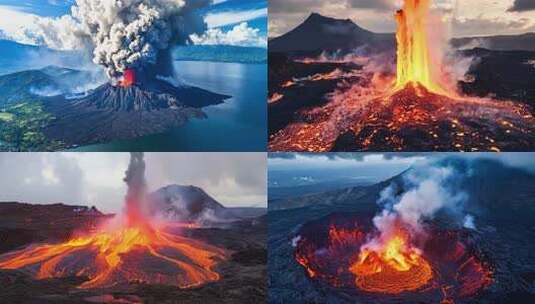 火山爆发岩浆流淌高清在线视频素材下载