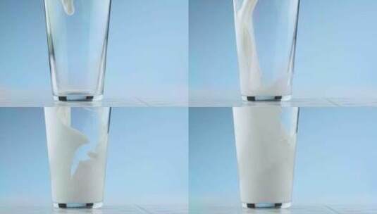 4K牛奶玻璃杯早餐慢镜头饮料高清在线视频素材下载