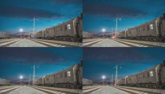 奎屯火车站夜景延时摄影高清在线视频素材下载