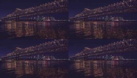 夜晚的新月城大桥高清在线视频素材下载