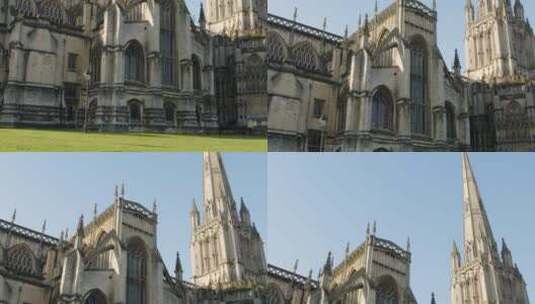 倾斜镜头展示教堂景观高清在线视频素材下载
