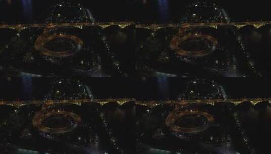 湖南长沙橘子洲大桥夜景交通高清在线视频素材下载
