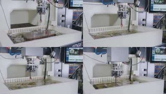 慢镜头模具工厂CNC数控机床金属电火花设备高清在线视频素材下载