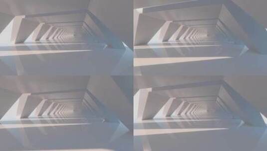 白色几何体走廊隧道高清在线视频素材下载