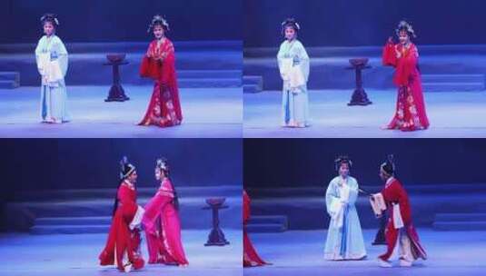 舞台越剧表演五女拜寿演出高清在线视频素材下载