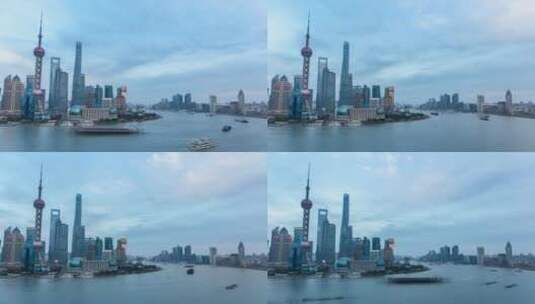 上海城市景观在夜幕降临时的延时摄影视频高清在线视频素材下载