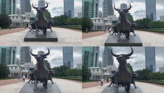 公牛雕塑高清在线视频素材下载