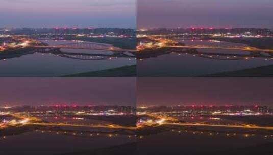 衡阳蒸水日落夜景延时摄影4k高清在线视频素材下载