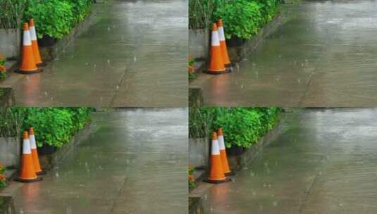 雨落在人行道上高清在线视频素材下载