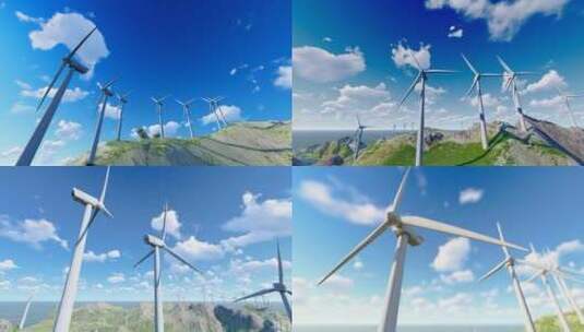 4K 山地风力新能源发电高清在线视频素材下载