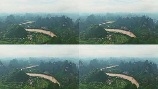 广西桂林喀斯特山脉航拍高清在线视频素材下载