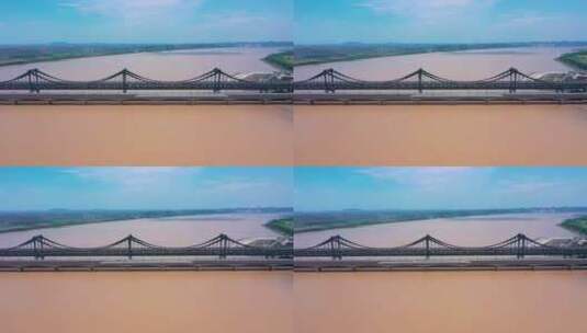 杭州钱塘江彭埠大桥航拍高清在线视频素材下载