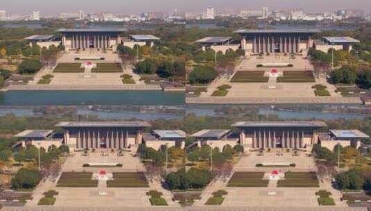 航拍嘉兴南湖革命纪念馆高清在线视频素材下载