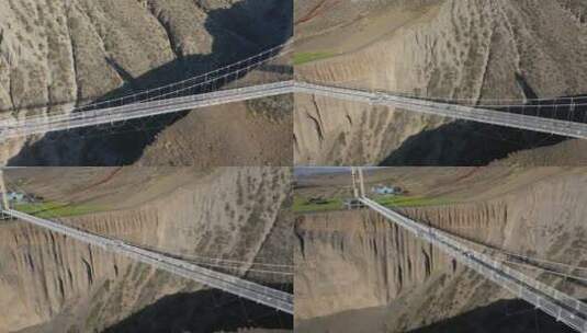 新疆旅行独山子大峡谷桥梁航拍高清在线视频素材下载