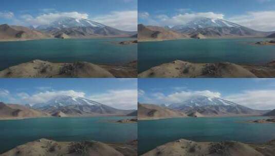 新疆喀拉库勒湖慕士塔格峰雪山风光高清在线视频素材下载