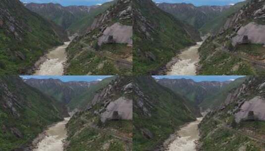 西藏山南市雅鲁藏布江峡谷公路自然风光高清在线视频素材下载