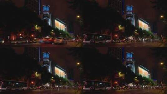 上海街头的车流夜景高清在线视频素材下载