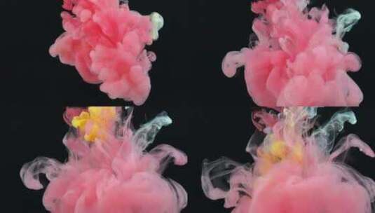 粉色水墨抽象水彩烟雾下降挥散特效动画高清在线视频素材下载