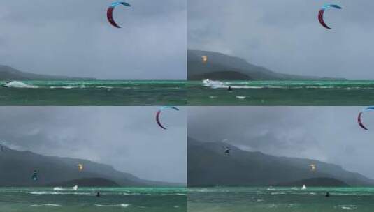 风筝冲浪双向板花式表演高清在线视频素材下载