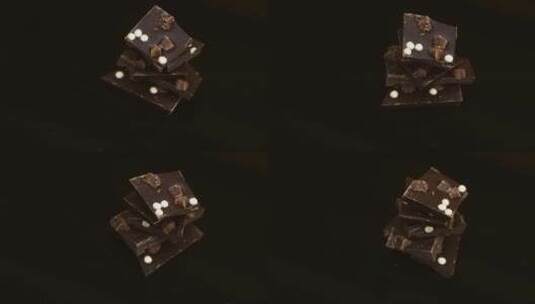 旋转巧克力块的高角度拍摄高清在线视频素材下载
