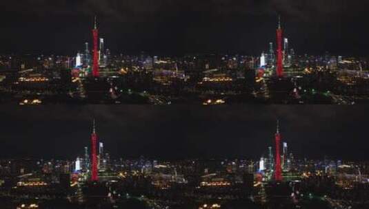 广州塔夜景航拍高清在线视频素材下载
