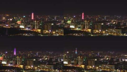山东济南城市夜晚实拍地标建筑延时摄影高清在线视频素材下载