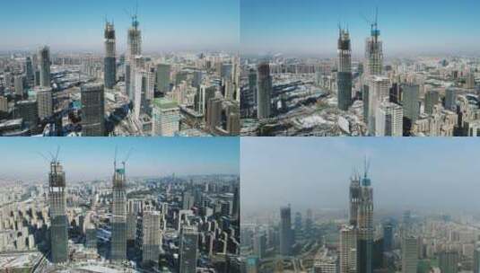 合集城市在建商务大厦施工吊塔4K航拍高清在线视频素材下载