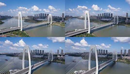 南宁青山大桥航拍环绕延时高清在线视频素材下载