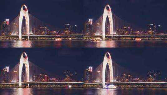 广州猎德大桥夜景4k延时视频素材高清在线视频素材下载