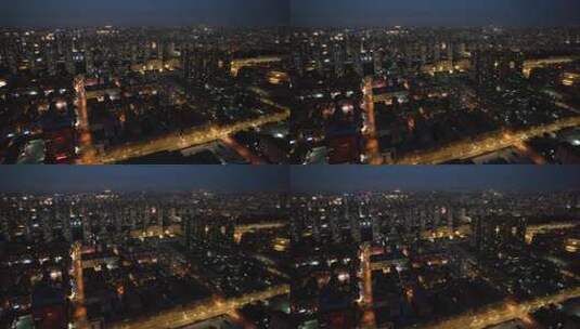 沈阳中山广场城市高楼交通航拍夜景风光高清在线视频素材下载