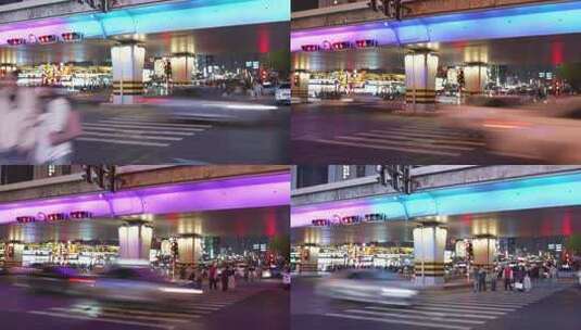 长沙黄兴街步行街夜景高清在线视频素材下载