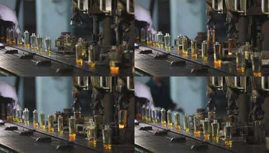 制造业高端玻璃瓶生产流水线高清在线视频素材下载