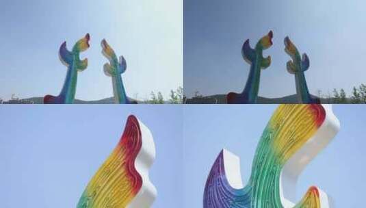 山东临沂费县梦想之门雕塑 镜头合集高清在线视频素材下载
