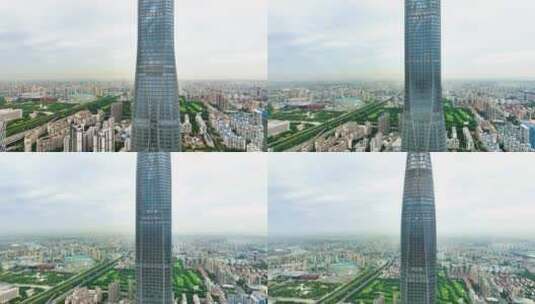 4K航拍天津滨海新区城市风光高清在线视频素材下载