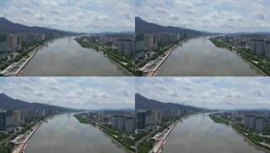 航拍福州闽江两岸城市风光高清在线视频素材下载