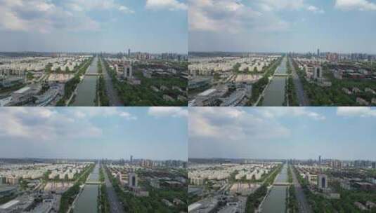 航拍山东东营城市建设城市风光高清在线视频素材下载