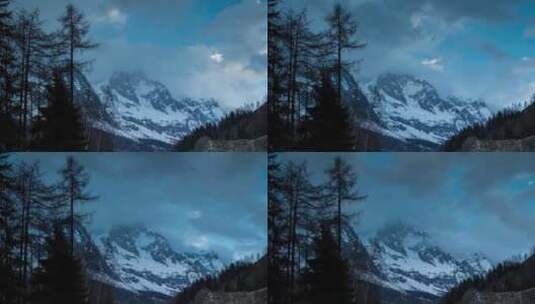 雪山和云彩延时拍摄高清在线视频素材下载