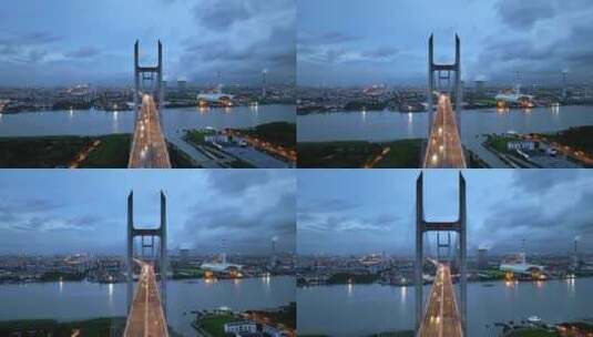 上海跨江大桥 闵浦大桥 交通 基建 桥梁高清在线视频素材下载