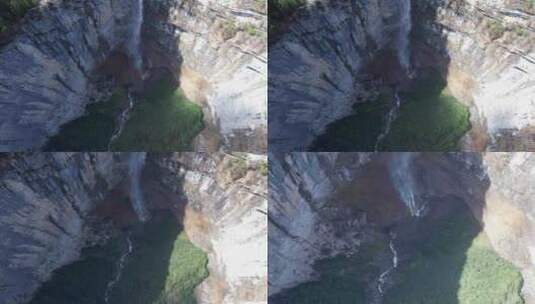 4K高山峡谷瀑布震撼自然风光航拍视频高清在线视频素材下载