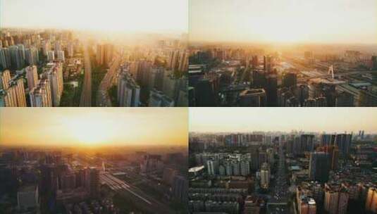 成都城市夕阳航拍4K高清在线视频素材下载