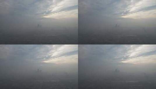 江苏苏州清晨迷雾航拍高清在线视频素材下载