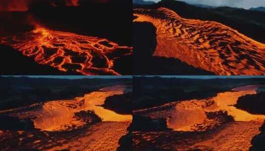 火山岩浆流动高清在线视频素材下载
