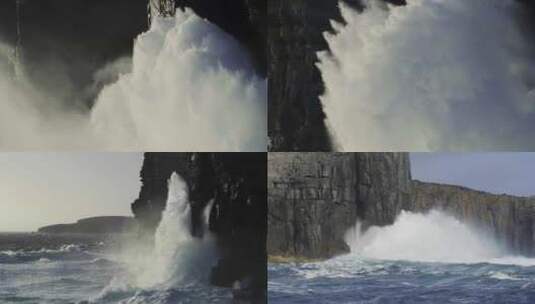 惊涛骇浪大海海浪拍打岩石巨浪水花高清在线视频素材下载