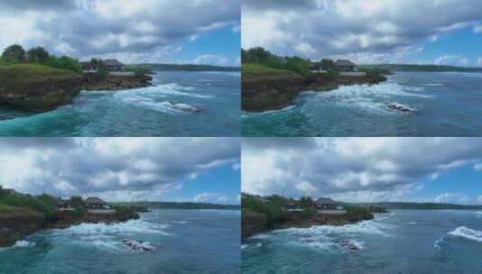 巴厘岛恶魔之眼海浪航拍高清在线视频素材下载