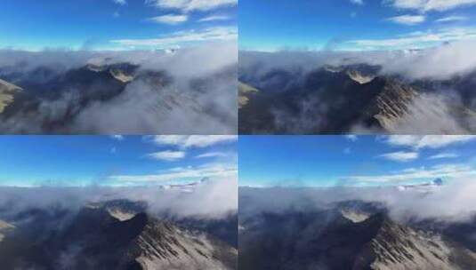 川西贡嘎山区乌库楚无人机穿云云雾风景高清在线视频素材下载