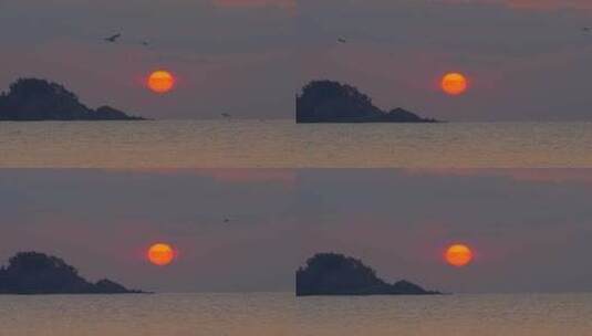 威海海边日出远景高清在线视频素材下载