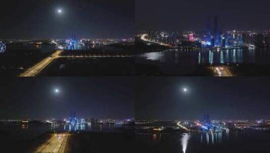 银川阅海湾中阿之轴夜景航拍01高清在线视频素材下载